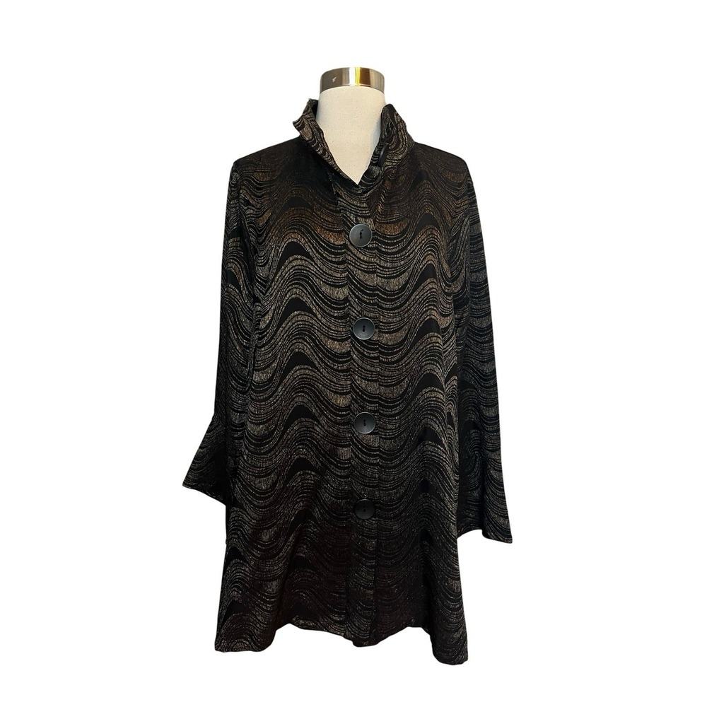 Ali Miles Swing Top Jacket Size 1X Black Metallic Artsy Dressy